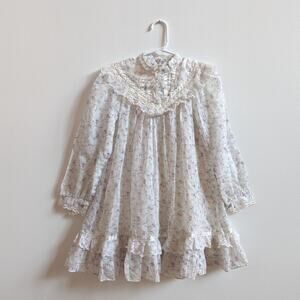 Vtg Gunne Sax Dress Boho Girls Sz 6 Semi Sheer Cottagecore Dainty Floral